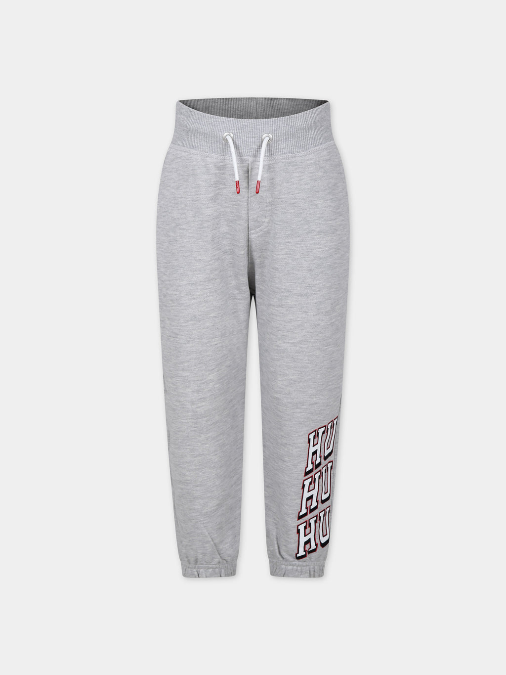 Gray trousers for boy with logo